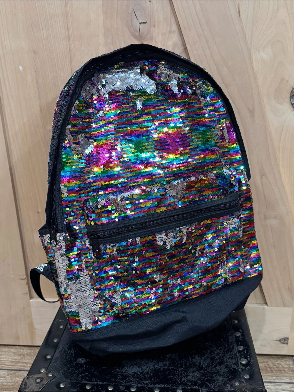 Victoria’s Secret PINK Rainbow Multi Sparkle Sequin Backpack Schoolbag Bag